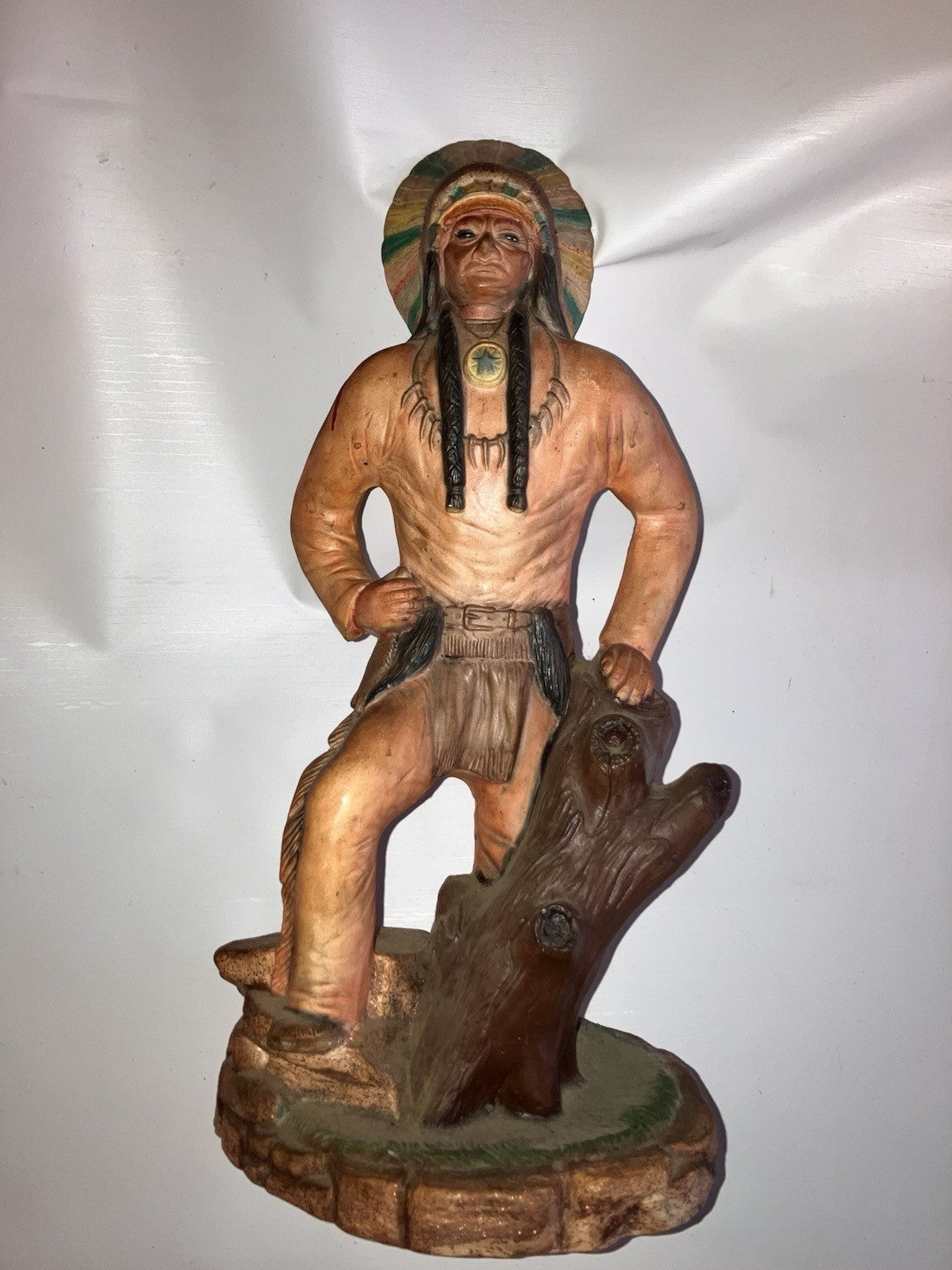 1980s Ceramic Native American Statue 16” Tall