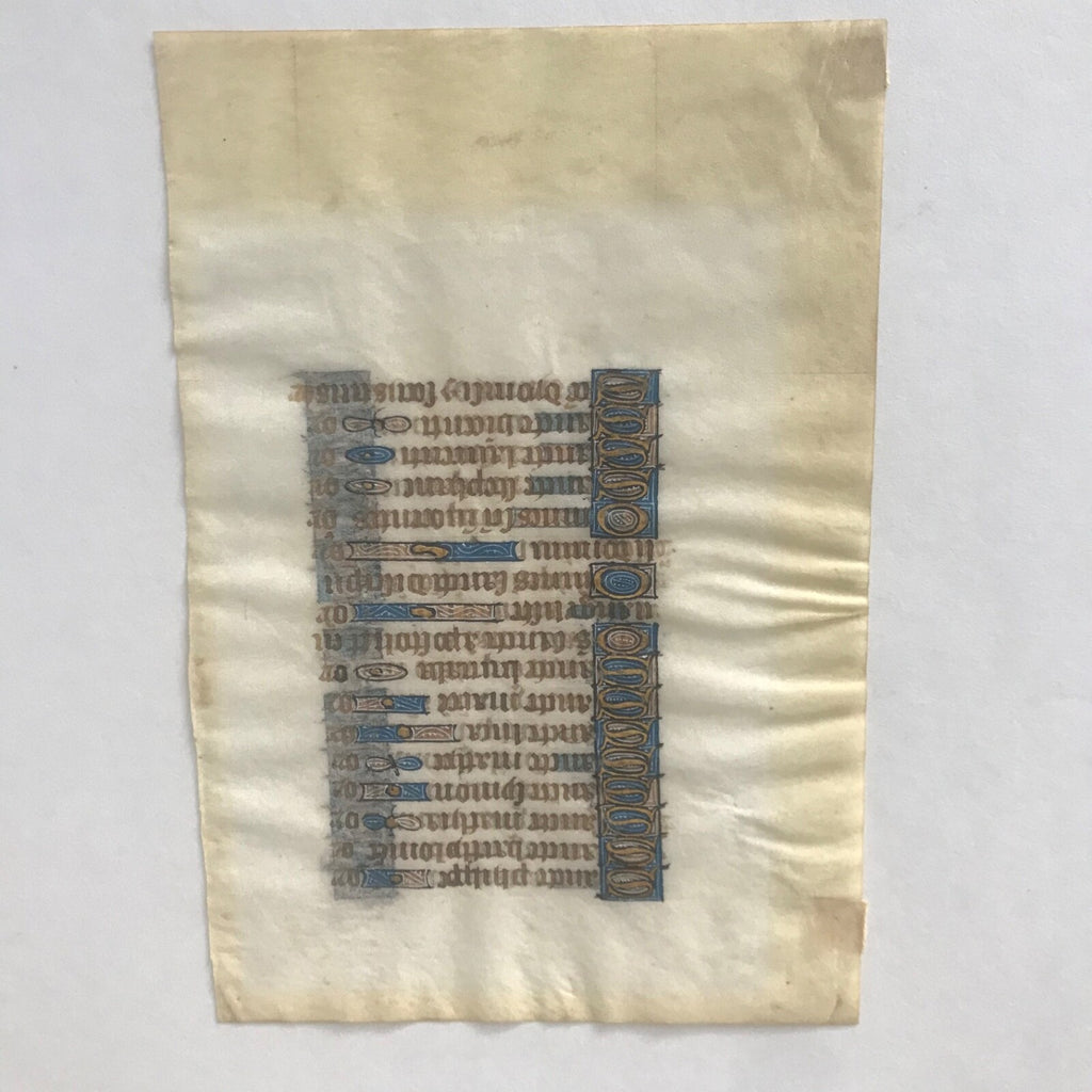 Rare 15th Century Book of Hours Page Double Sided Gold Leaf Litany