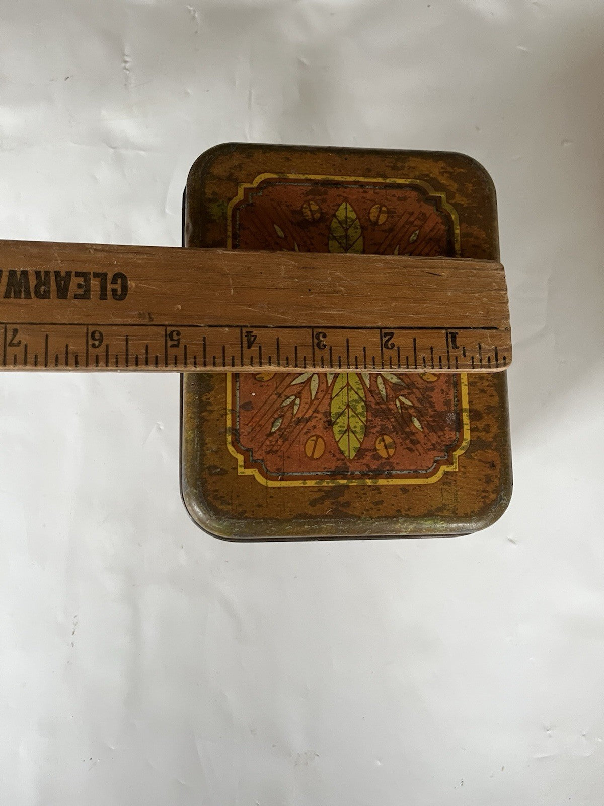 Vintage Cheinco Rectangular Tin Coffee Canister Antique Style