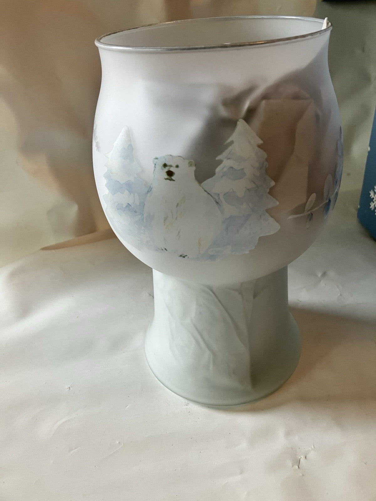 1998 Pfaltzgraff Winter Frost Glass Floating Candle Globe NEW Mint in Open Box