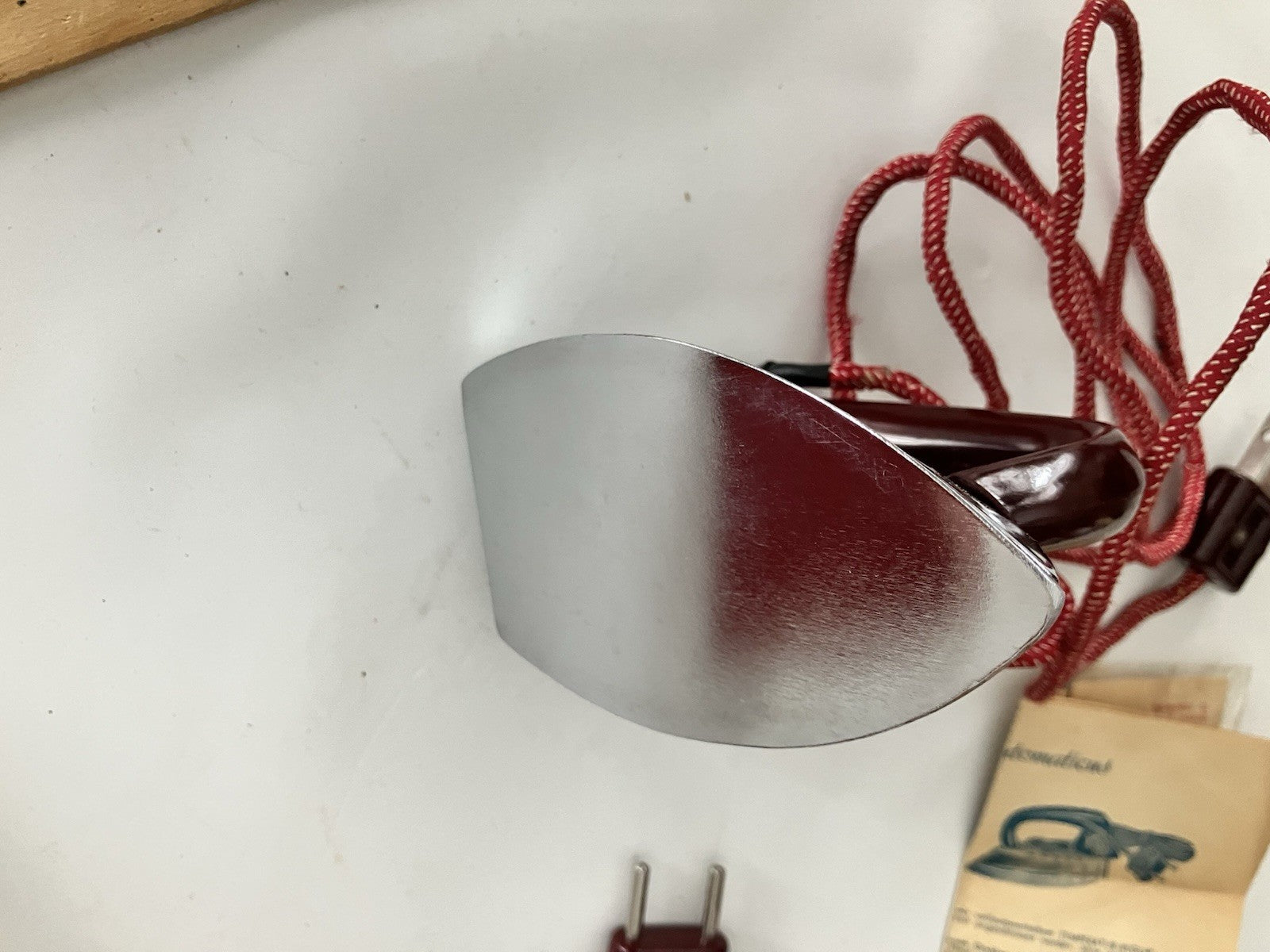1950s German Zoeller Maroon Travel Iron W/ Original Box, Paper EVC, Never Used