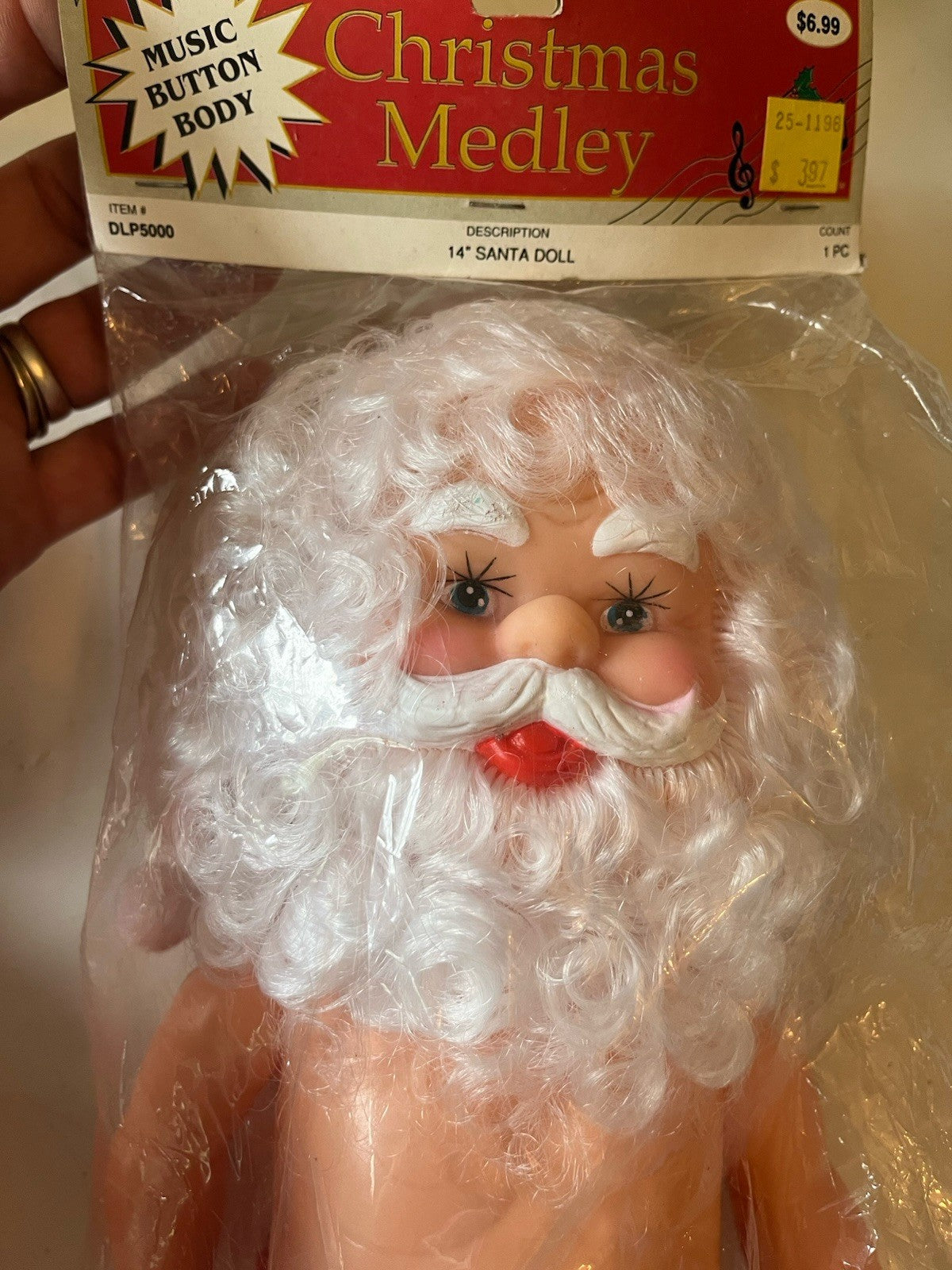 Vintage NOS 14” Santa/Mrs Clause Music Button Body (2) Craft Dolls