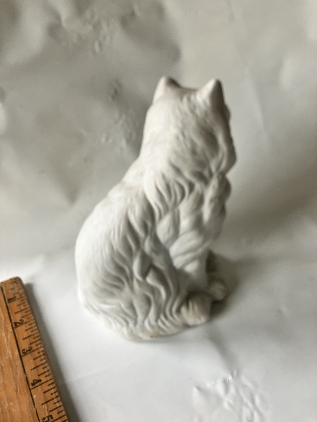 Vintage White Porcelain Persian Cat Figurine 6.5” Tall