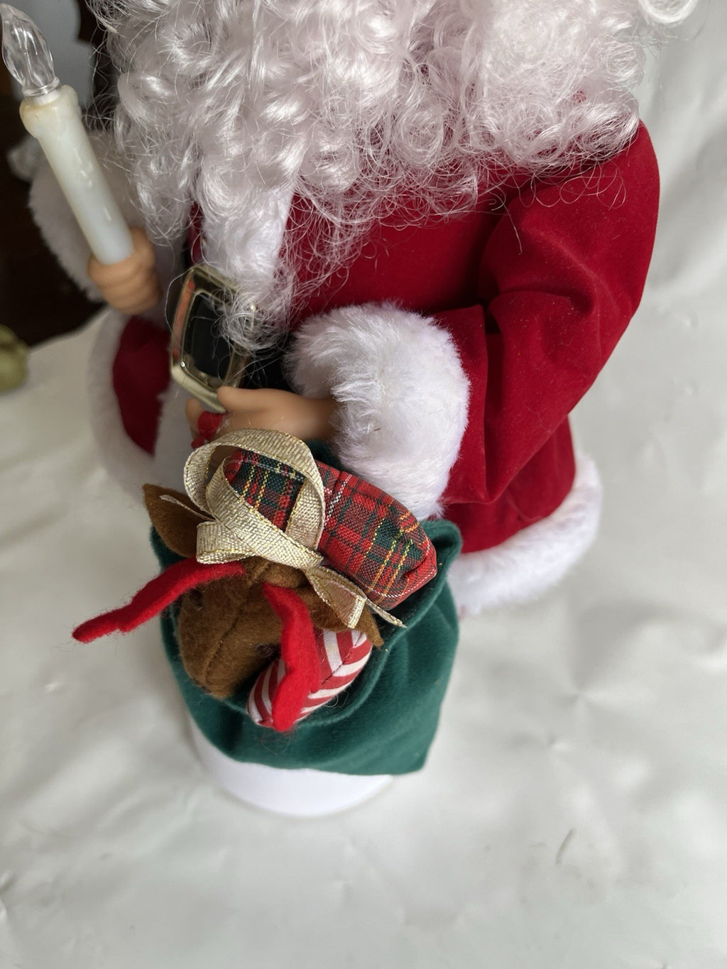 Vintage Christmas Santa With Candle/Toys Movement Figure By Padma
