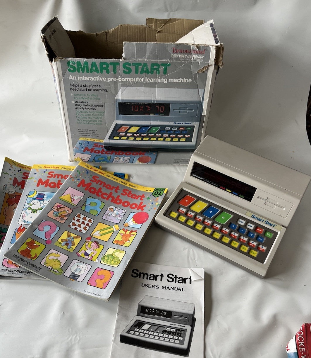 Vintage Kids Smart Start Interactive Pre-computer Learning Machine W/box, Books