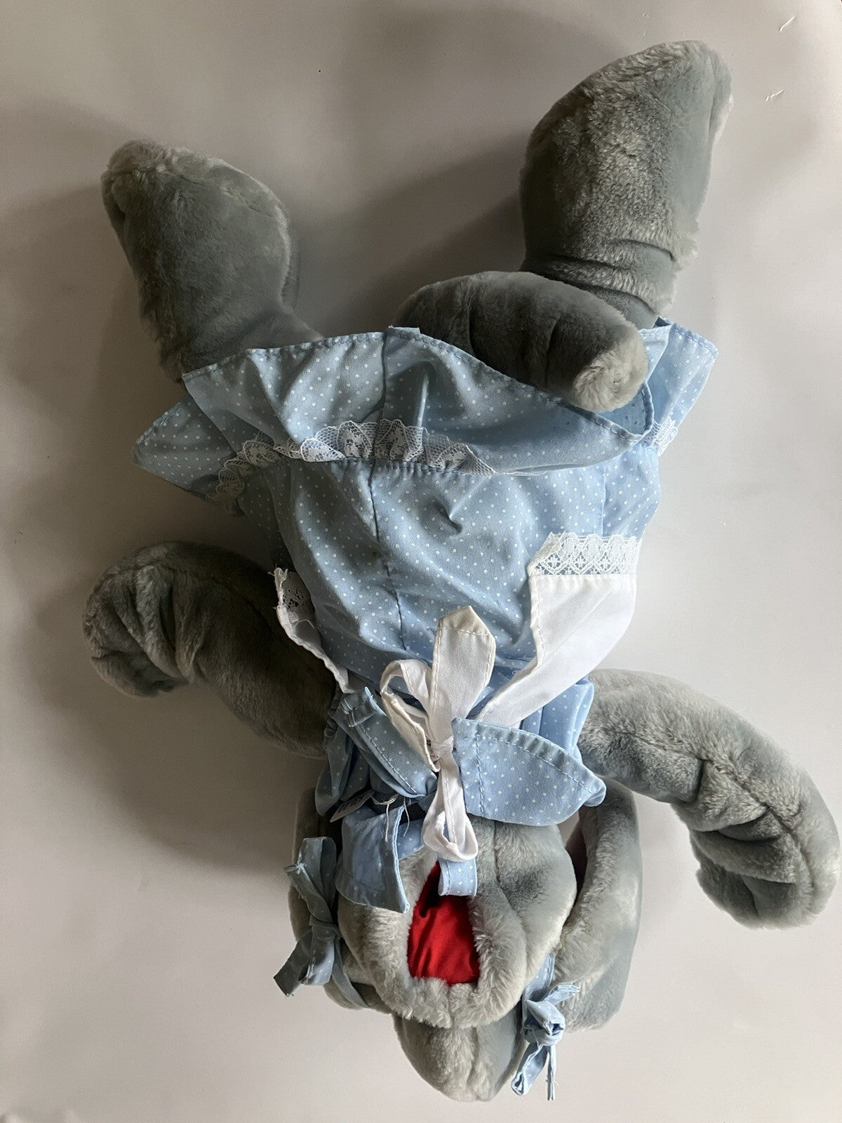 Vintage Ganz Bros Wrinkles The Dog Puppet With Blue Dress EVC