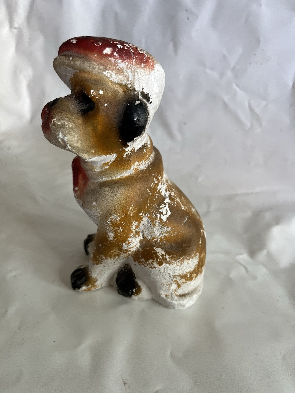 Vintage MCM Chalkware Pitbull Dog Figurine 