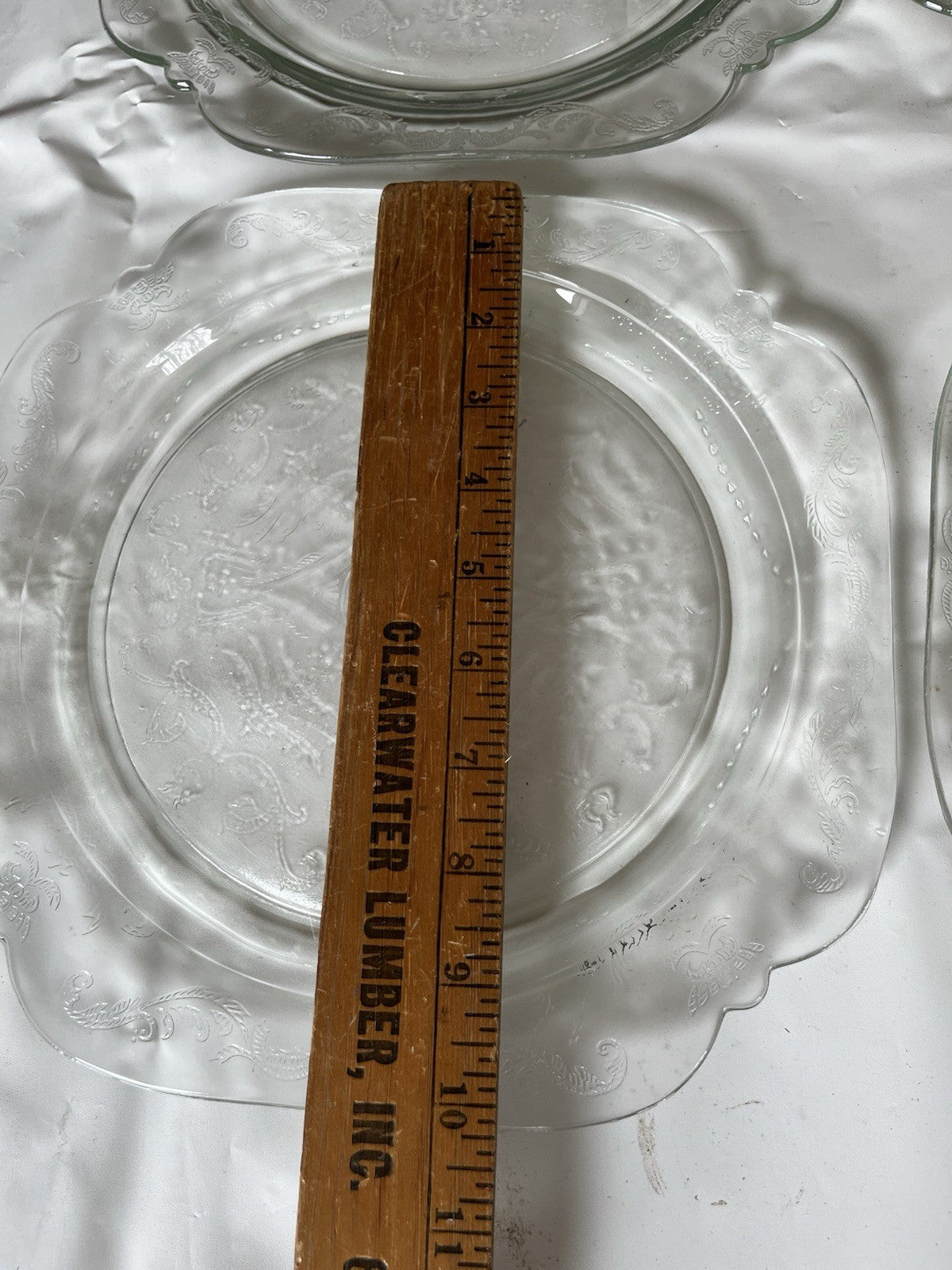 Federal Glass Clear Depression Etched Dinner Plates, Bowls, Cup/saucer 16 Piece
