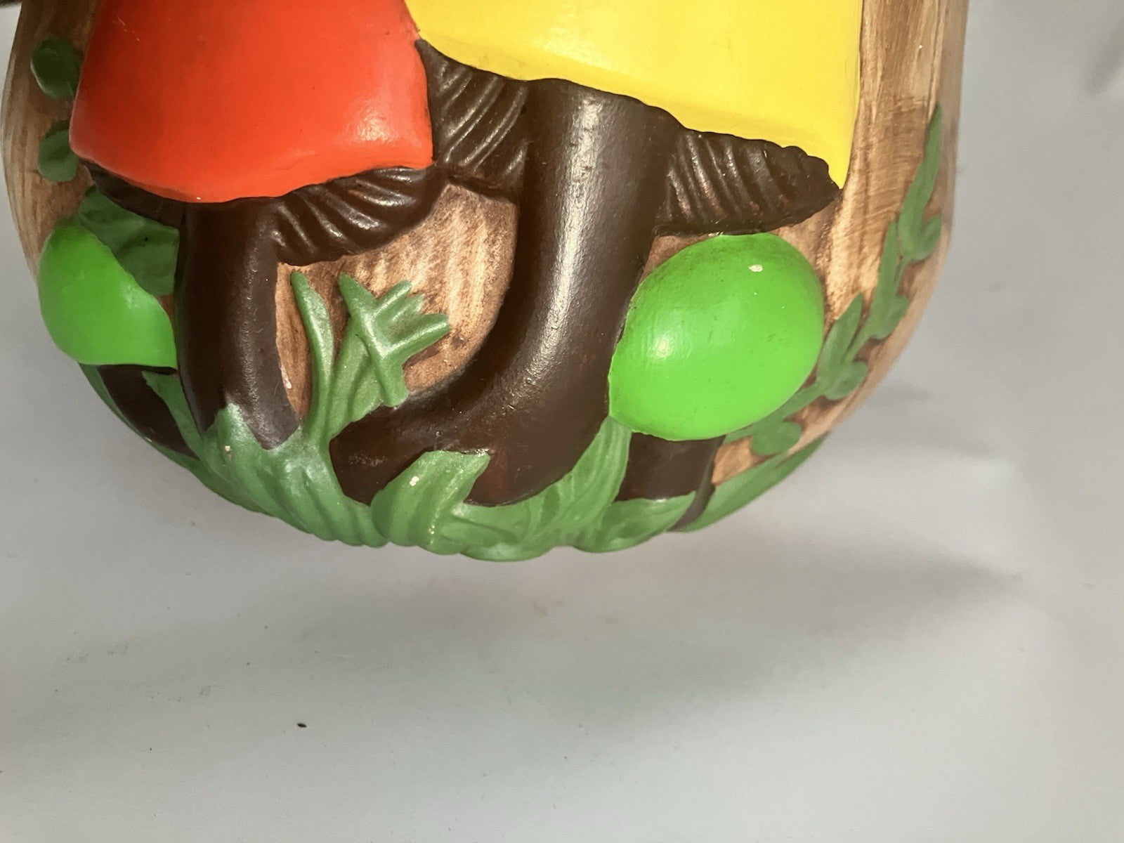 Vtg 1970’s Arnel’s Mushroom  Porcelain Canister / Cookie Jar. Brn, Red, Grn Ylw