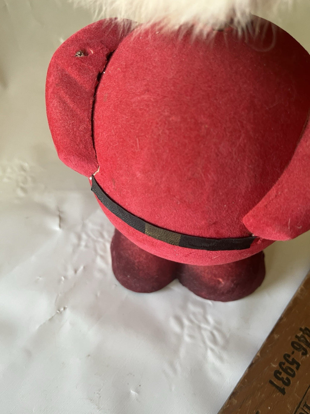 1946 WEST GERMANY 7” SANTA FIGURAL CANDY CONTAINER CHRISTMAS Flocked Paper Mache