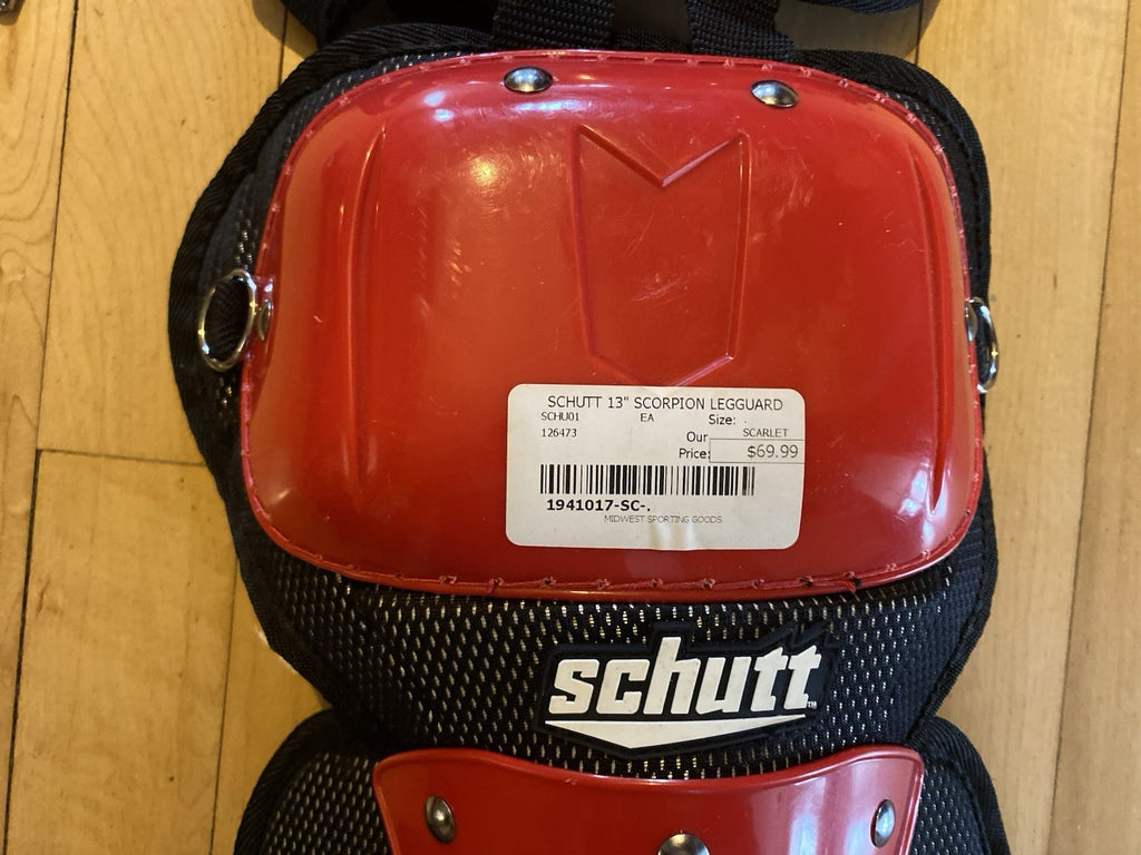 Schutt 13” Scorpion Leg Guards Red/Black New Old Stock 