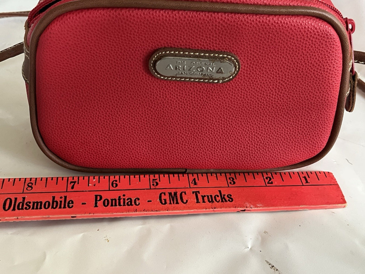 Arizona Jean Co. Red Faux Leather With Brown Details Crossbody Purse