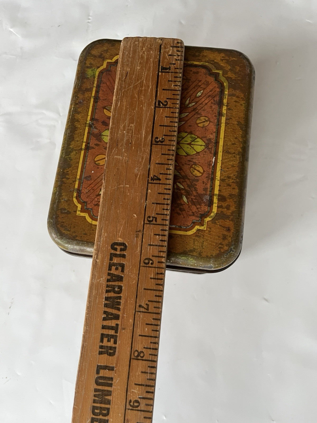 Vintage Cheinco Rectangular Tin Coffee Canister Antique Style