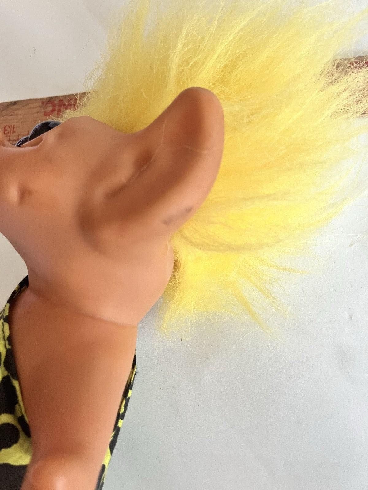 Uneeda Troll Doll Good Luck Wishnik Caveman Yellow Hair Clothing; 8” Tall