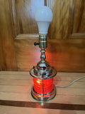Vintage Nautical Lantern Electric Lamp Green Red Lantern Base 3-Way Lamp 12”
