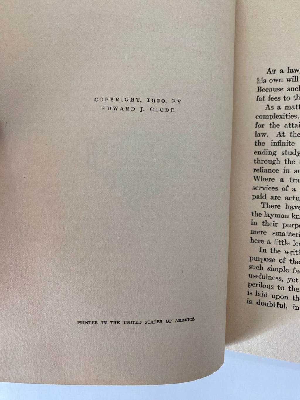 Law At A Glance Marvin Dana, LL.B. First Edition 1920 Great Condition