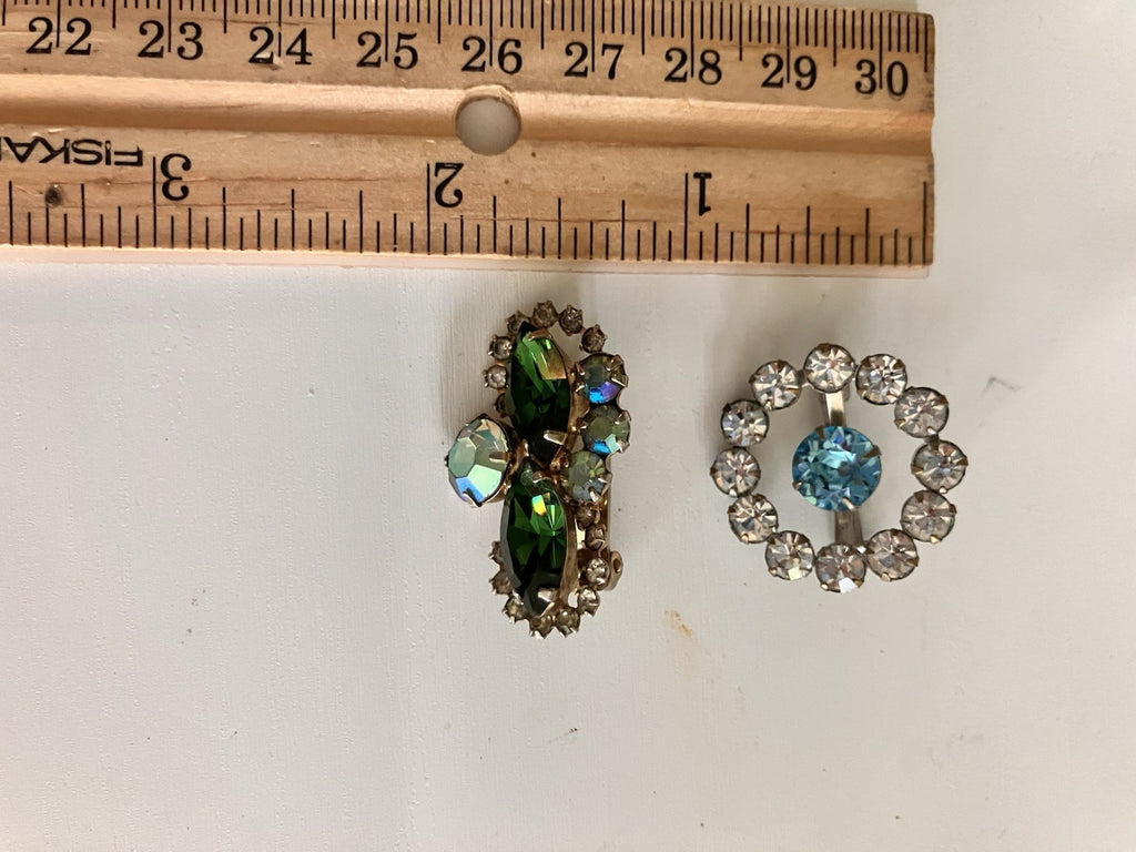 Vintage Aurora Borealis Rhinestone Small Brooches Lot Of 2.