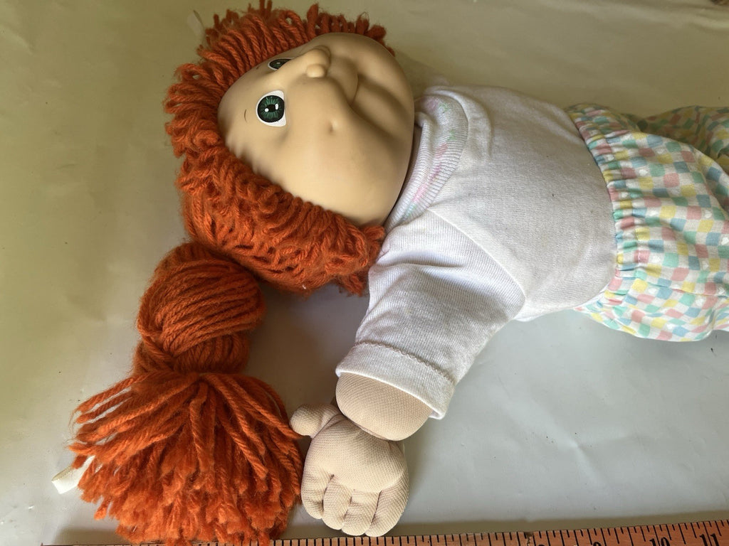 Vintage Cabbage Patch Kids 16” Girl Red Braided Pigtails/ Green Eyes