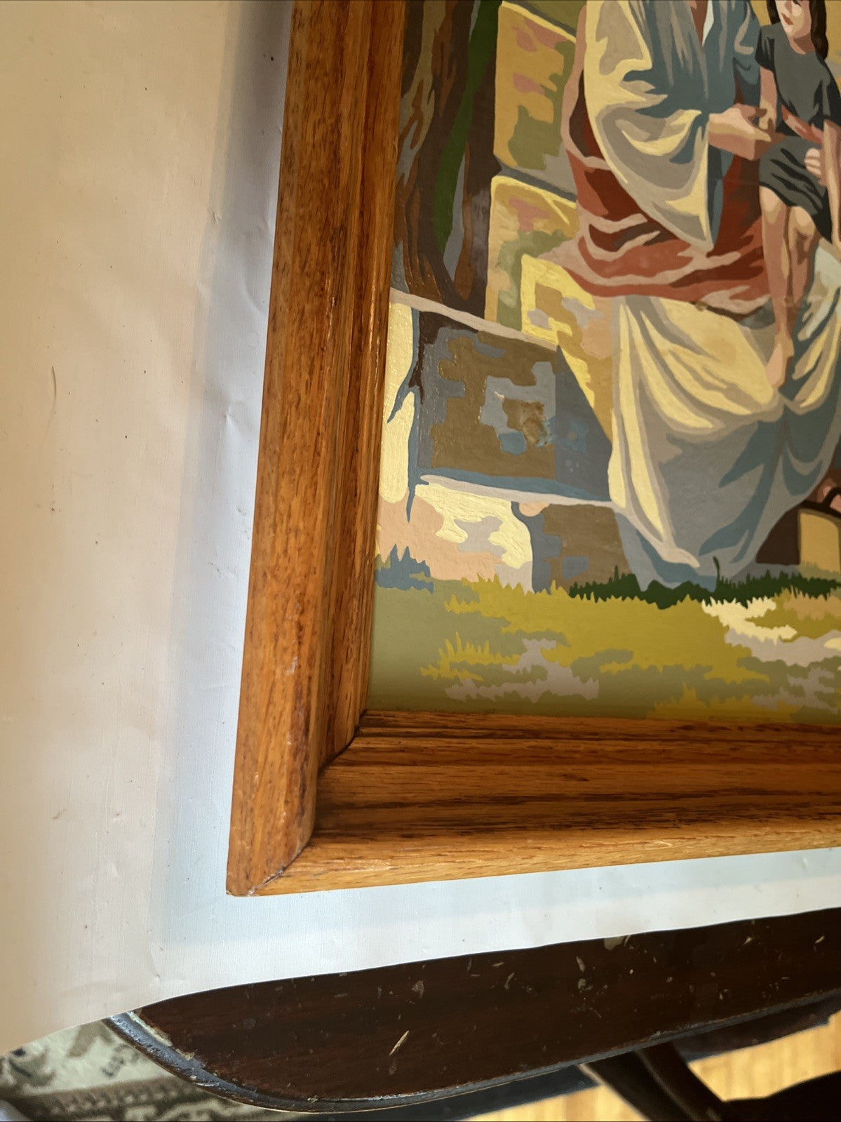 Vintage MCM “Jesus And Little children” Paint By Numbers 27”x21” Framed; 1963