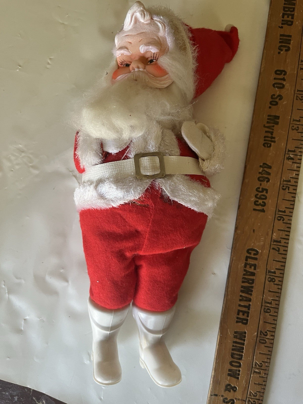 Vintage 1950's Santa Claus 13" Tall MCM Made In Japan; Rubber Face, Soft Body.