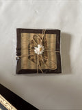 Vintage New/Wrapped Set Of 4 Vintage Coasters Weaved Bamboo Painted Design