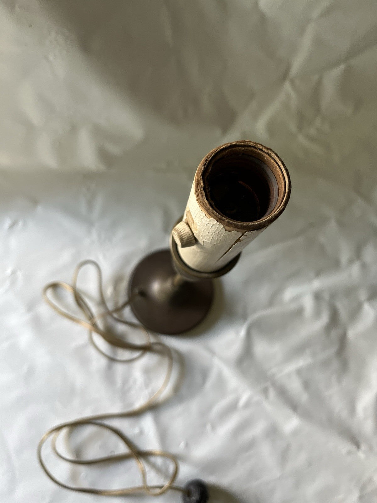 Vintage Candlestick/ Boudoir Brass Lamp, 13” Tall.