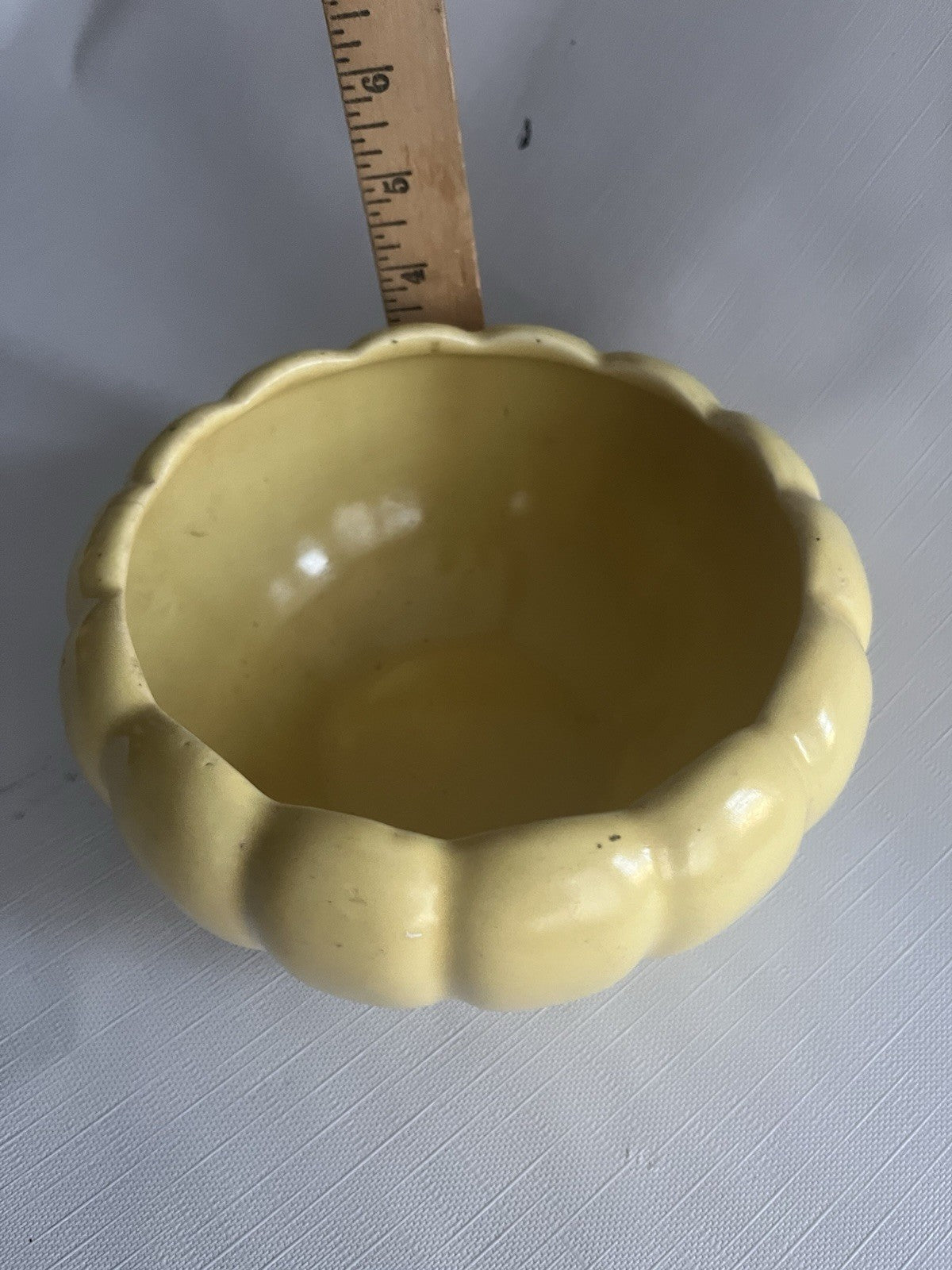 Vintage Yellow Ceramic Scalloped Bowl/Planter U.S.A Ceramic