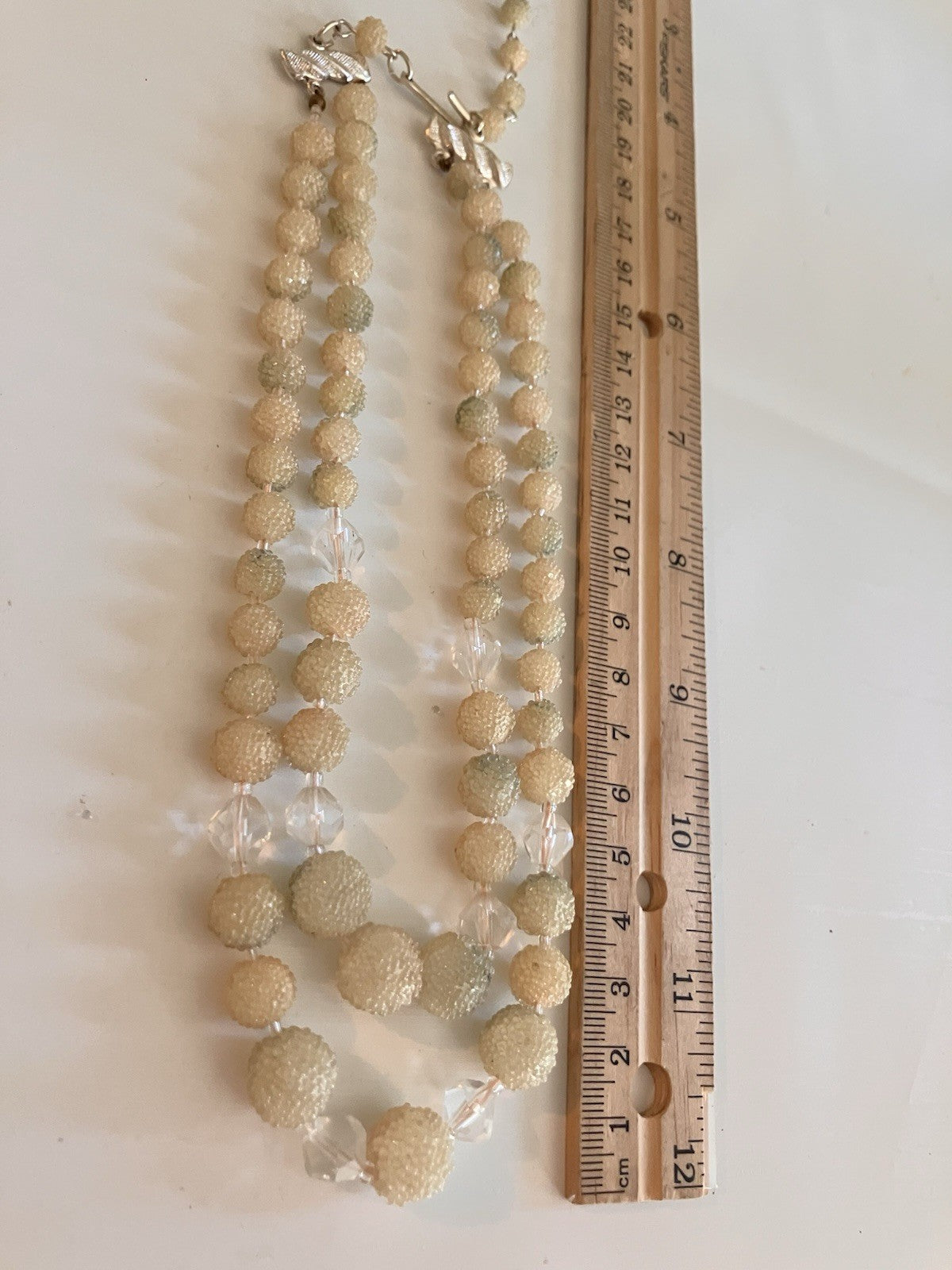 Vintage Japan Sugared Silk Ball Beaded Double Stranded Necklace