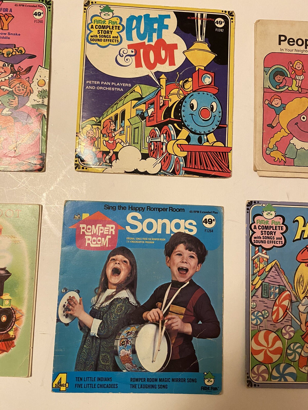 Lot of 6 Kids Books w/45 record Puff & Toot/Hansel/Sesame Street/101 Dalmations