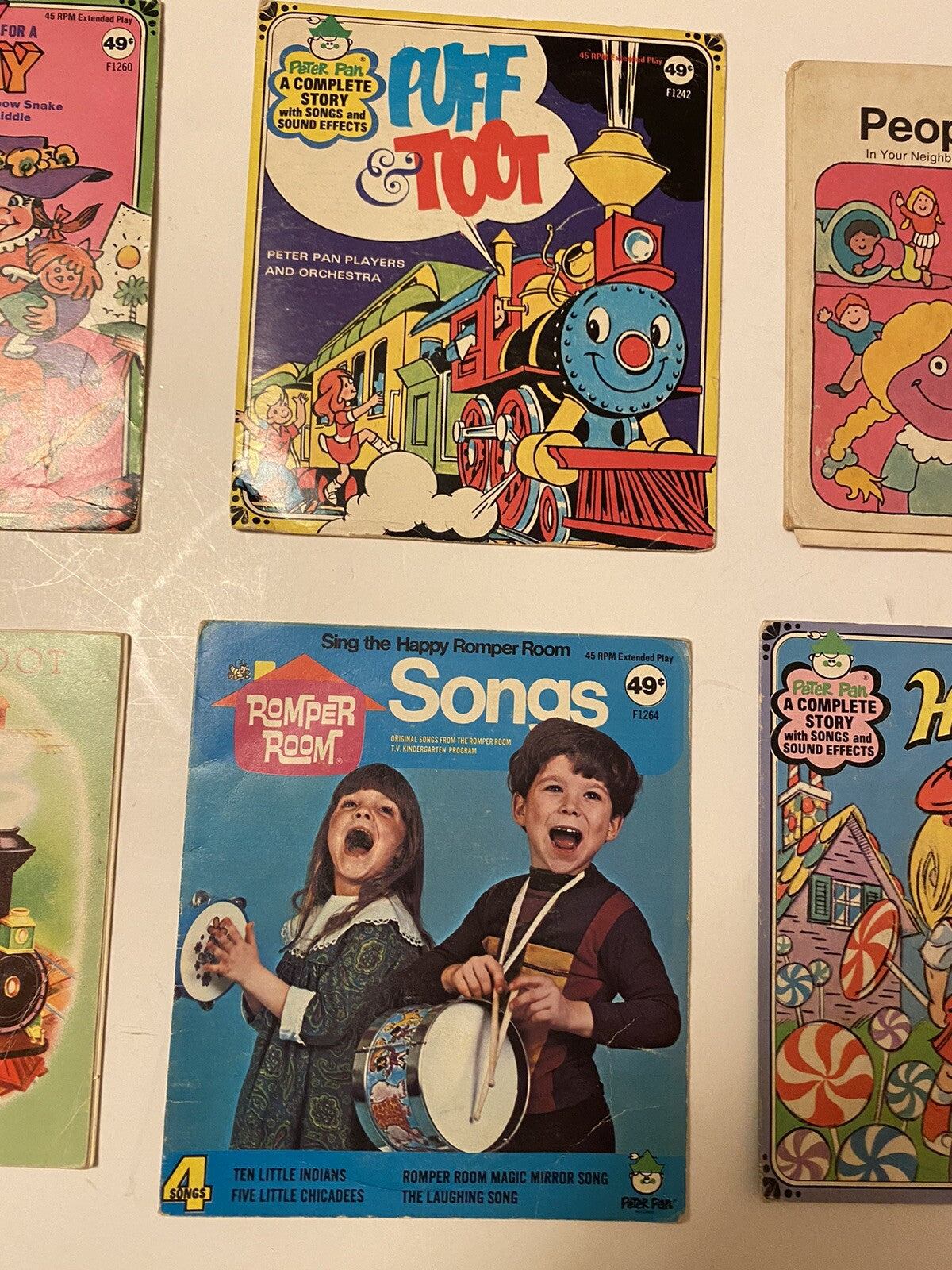 Lot of 6 Kids Books w/45 record Puff & Toot/Hansel/Sesame Street/101 Dalmations
