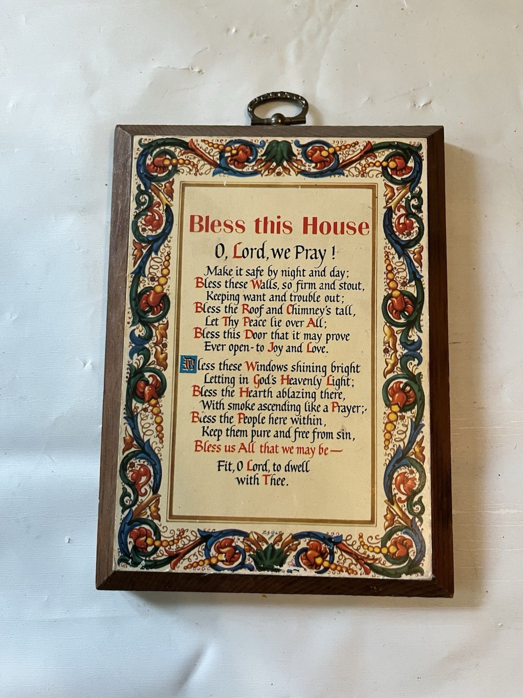 Vintage 5x7” “Bless This House” Small Wooden Wall Plaque