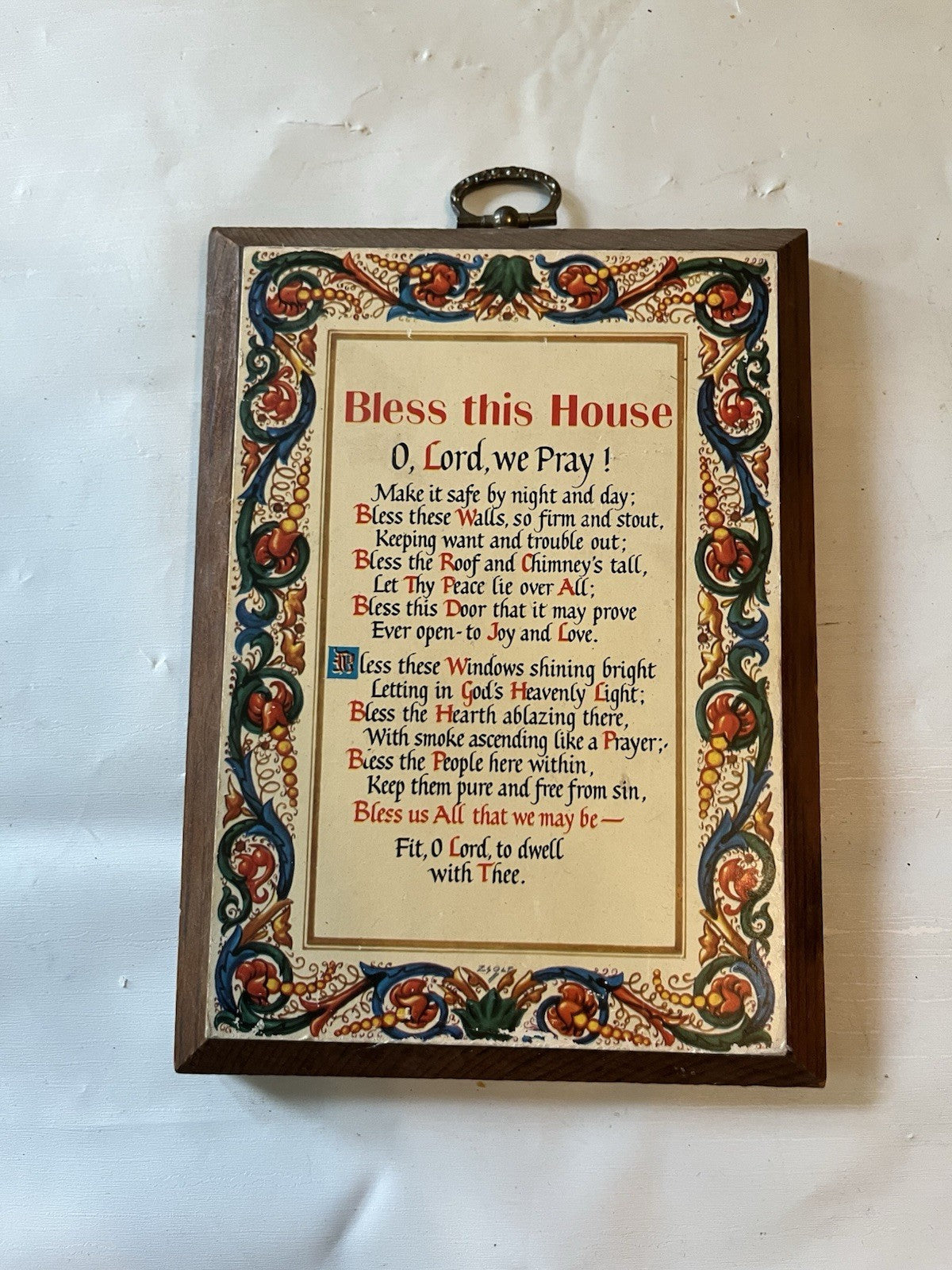 Vintage 5x7” “Bless This House” Small Wooden Wall Plaque