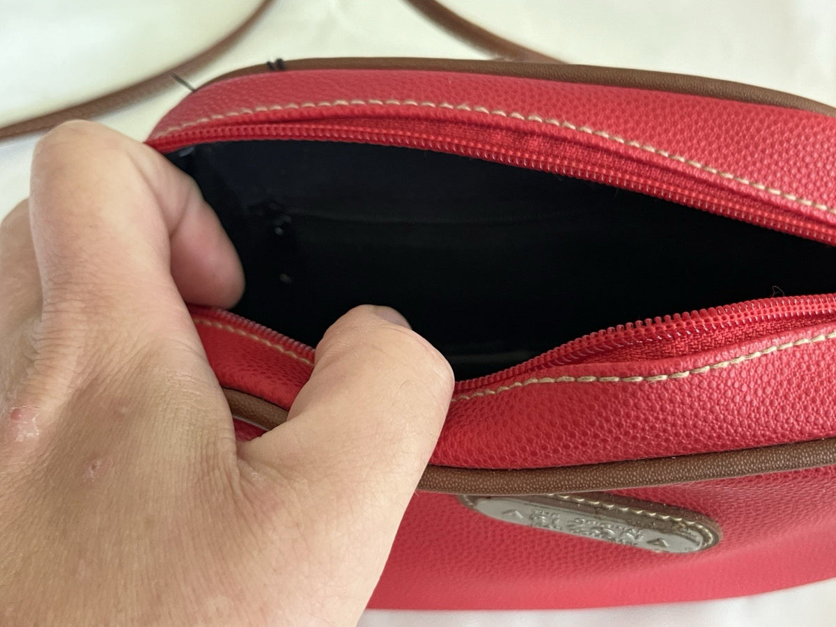 Arizona Jean Co. Red Faux Leather With Brown Details Crossbody Purse