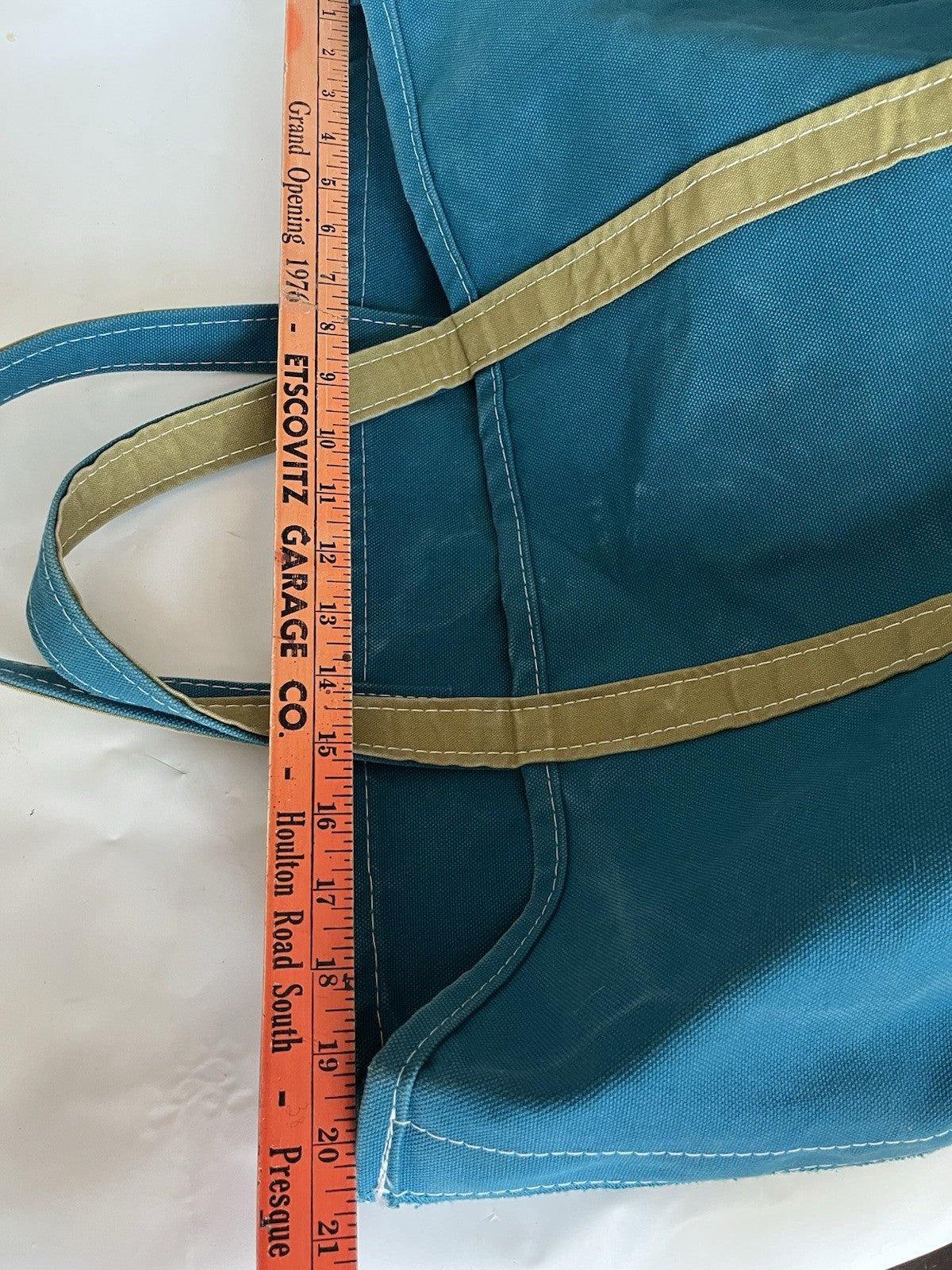 Vintage LL Bean Extra Large Host Tote In Teal And Lime “Amanda” Monogrammed 