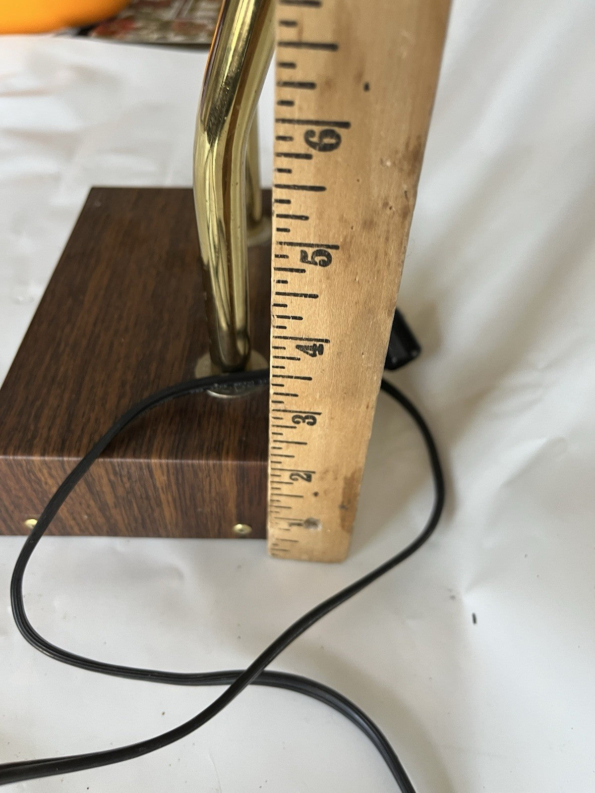 Vintage Tensor Desk Bankers Lamp In Wood And Gold Finish, 18” Side Shade. Works!