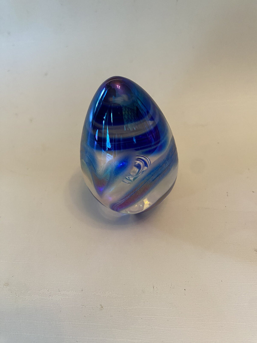 Glass Eye Studio (GES) 1997 Dichroic Egg Shaped Glass Paperweig