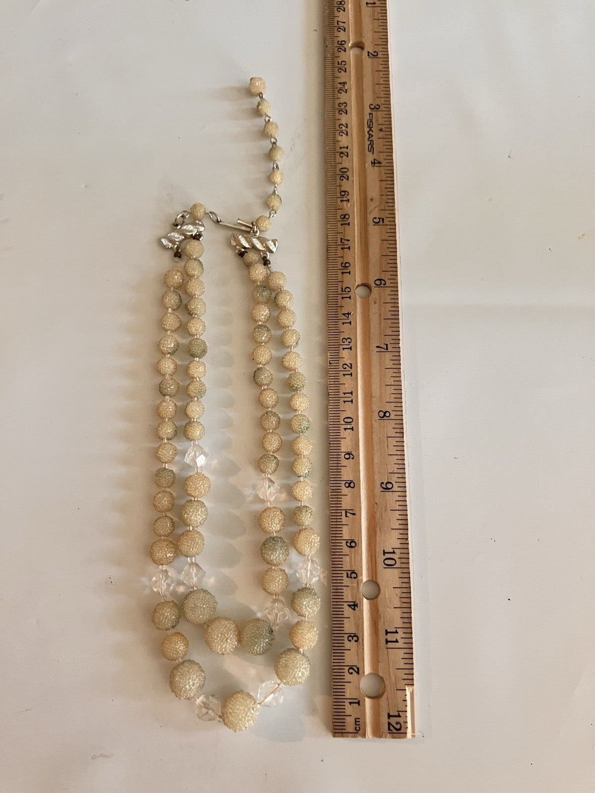 Vintage Japan Sugared Silk Ball Beaded Double Stranded Necklace