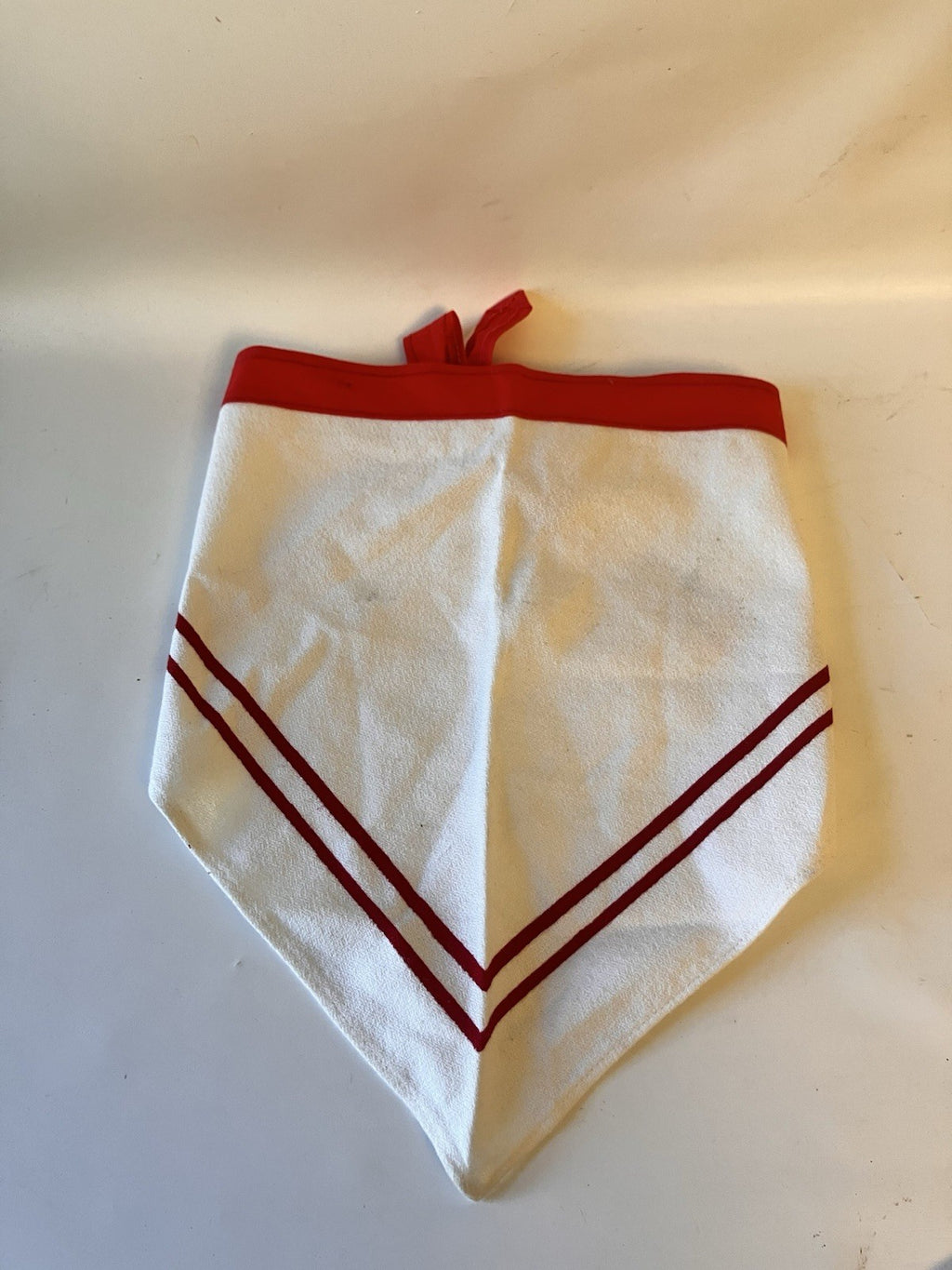 Vintage White And Red Striped Triangle Kerchief 