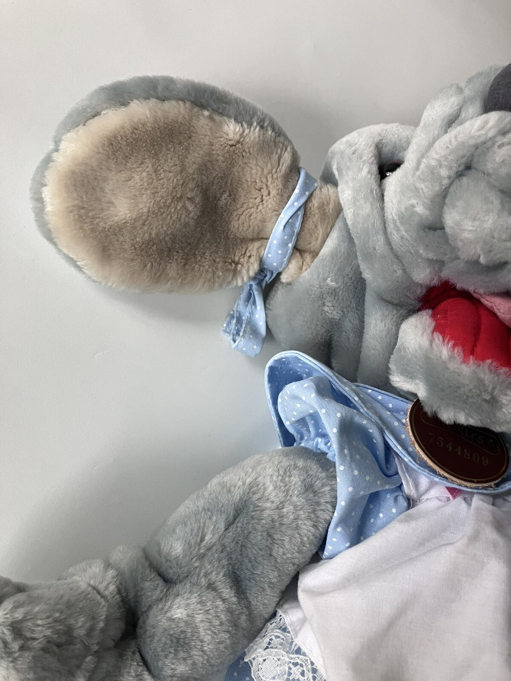 Vintage Ganz Bros Wrinkles The Dog Puppet With Blue Dress EVC