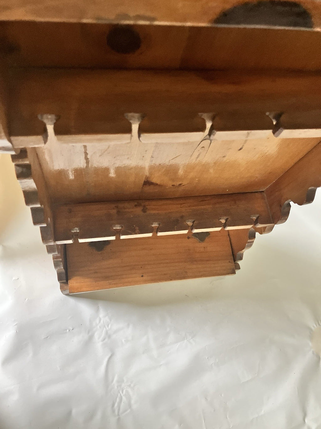 VTG Hanging Wooden Spoon Display Rack Holds 12 Spoons & Box To Hold Trinkets