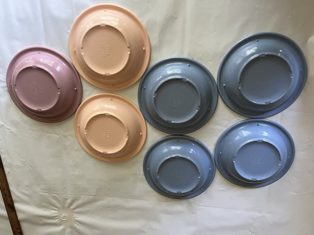 Vintage MCM Pastel Pallet Of Melamine Dessert Bowls (7) Dallas Ware Style B-75