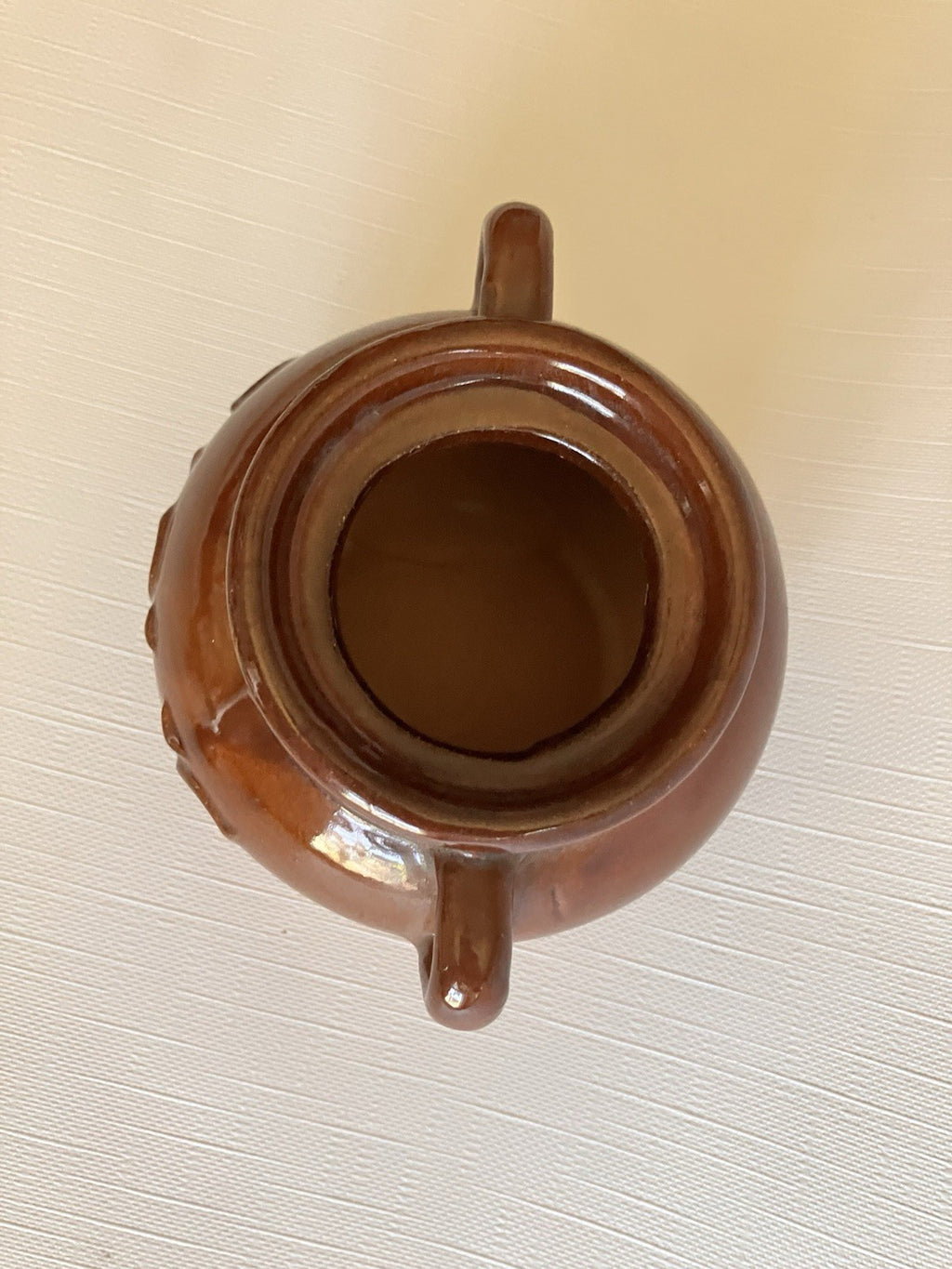Vintage Garlic Jar Glazed Pottery 