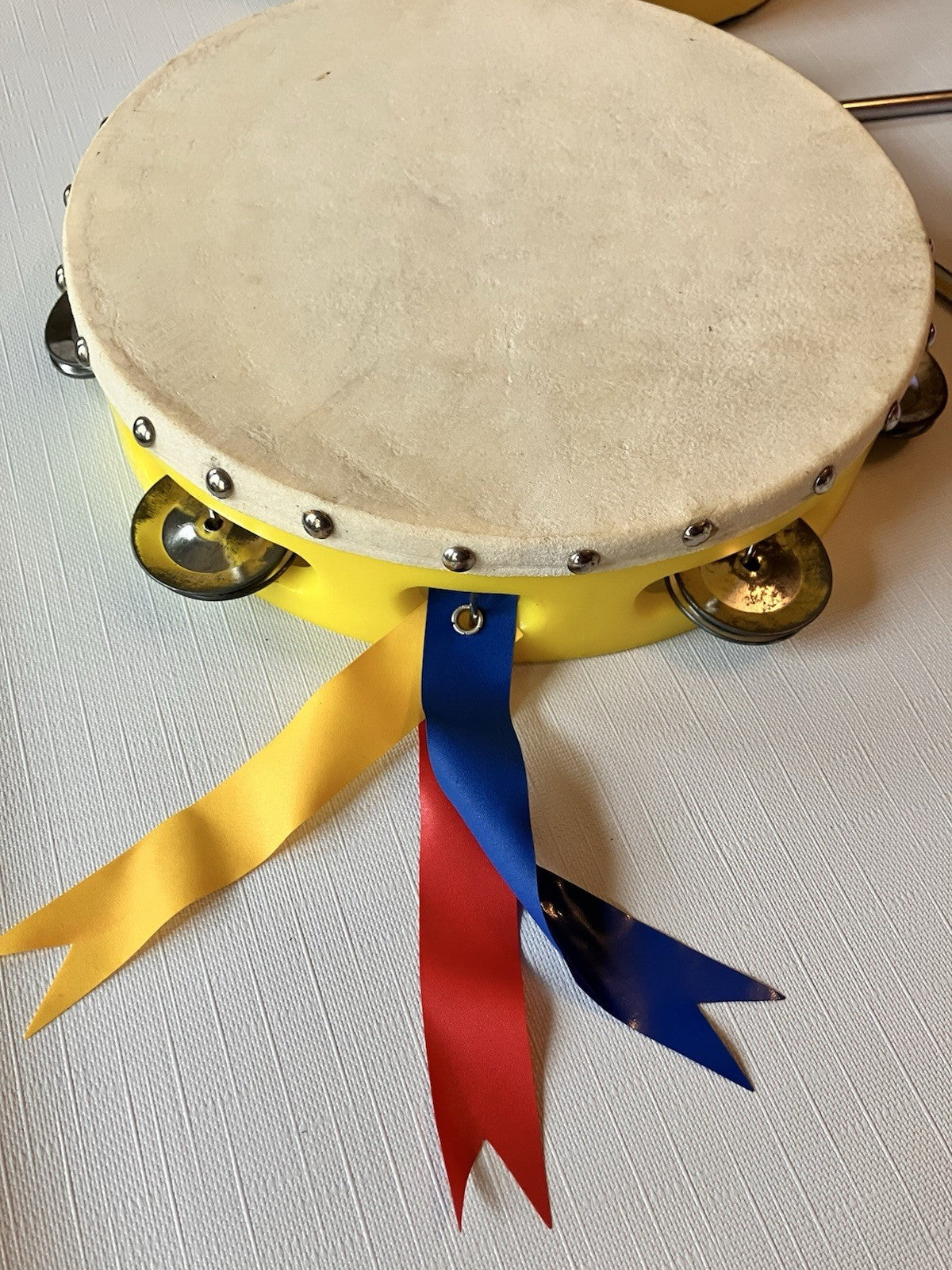 Vintage Child’s Tambourine/Triangle Set With Carrying Case. EVC!