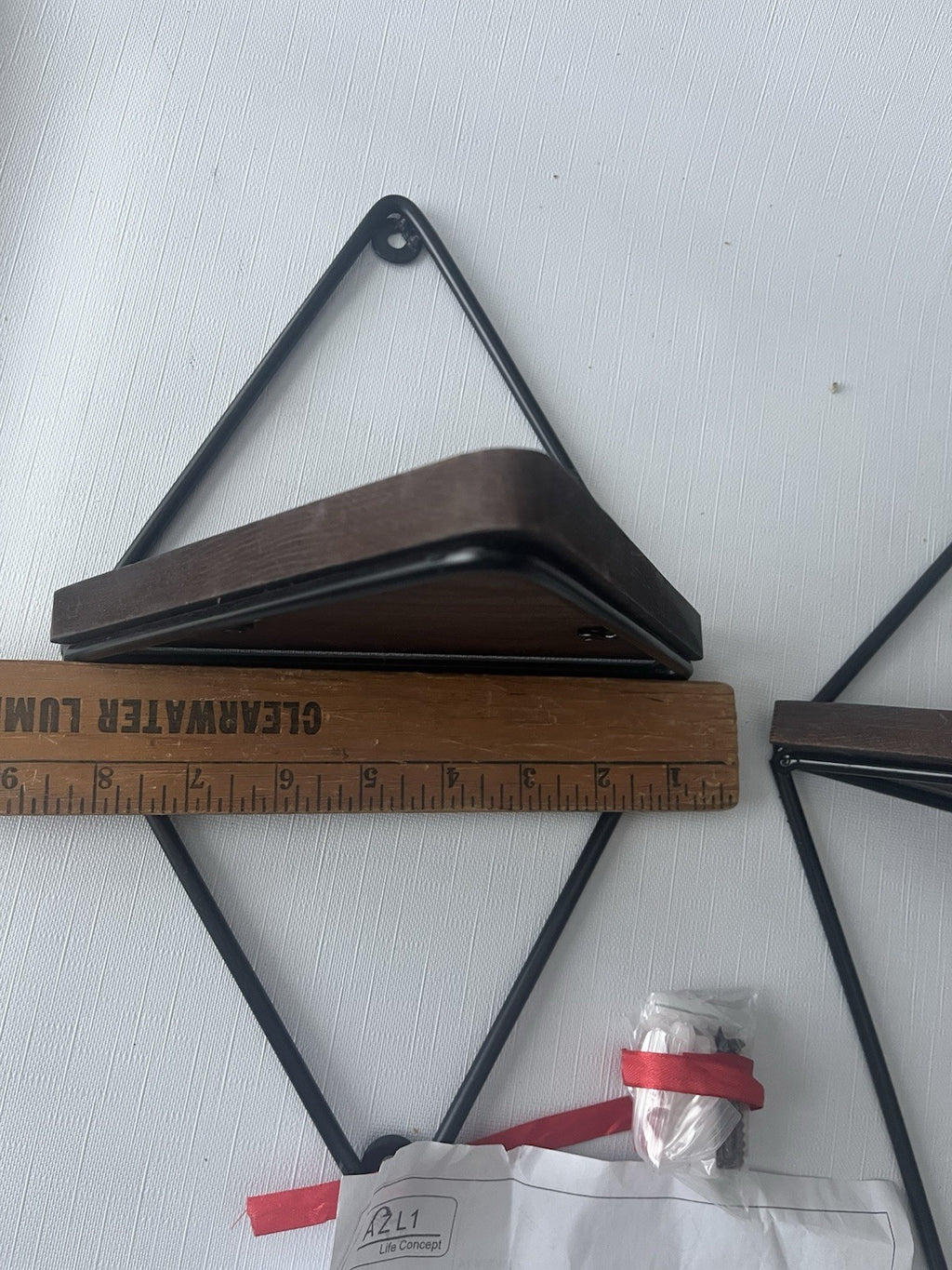 NWB Life concepts Brown Rustic Triangle Shelf Pair
