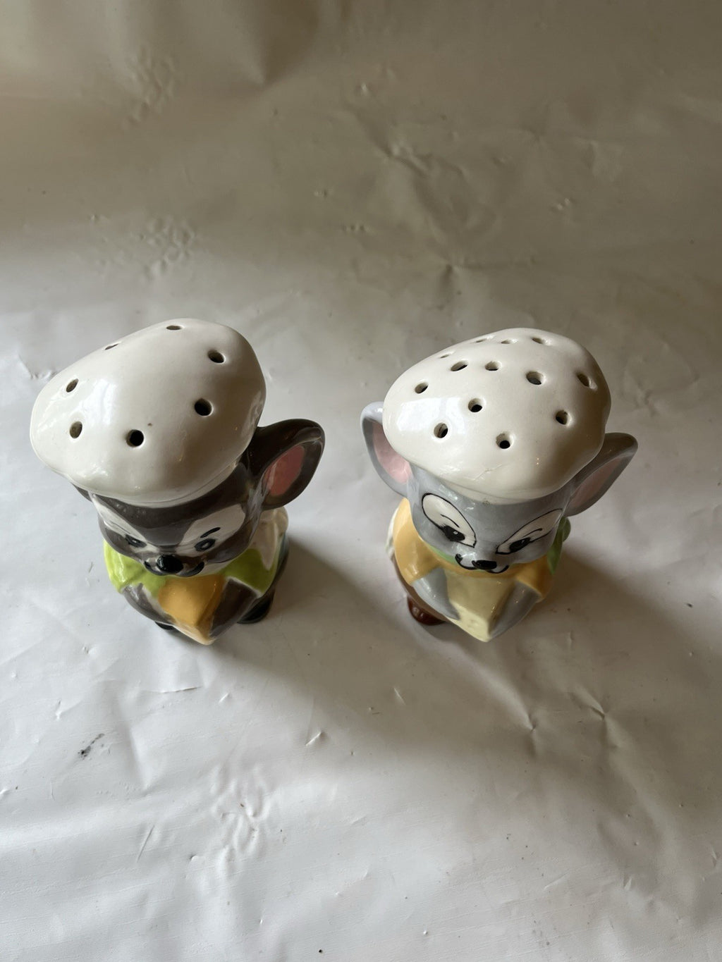 Vintage 1970’s French Mouse Waiter Salt And Pepper Shaker Set 5” Tall