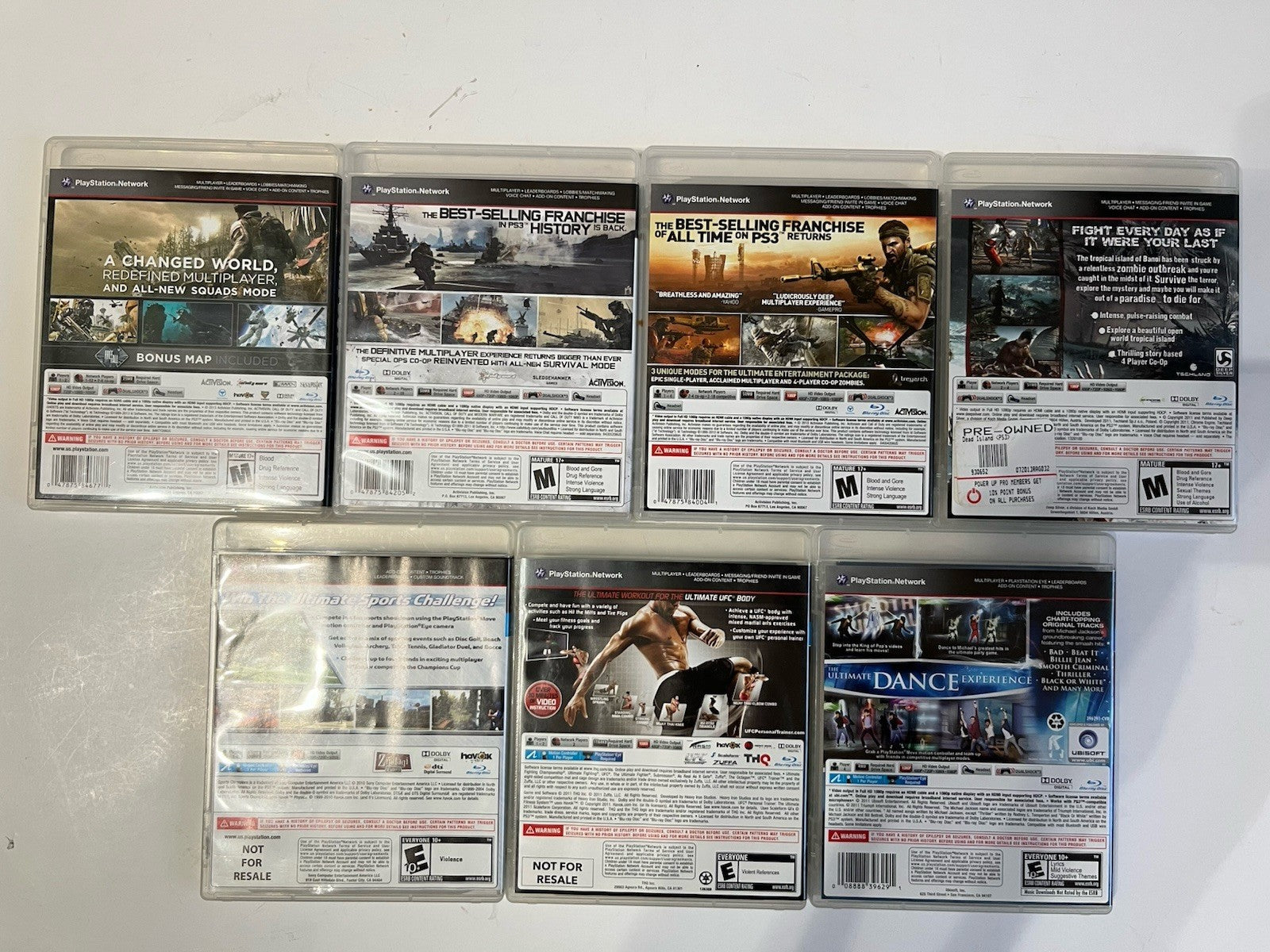 Lot of Playstation 3 games Call of Duty/ Micheal Jackson/Ufc
