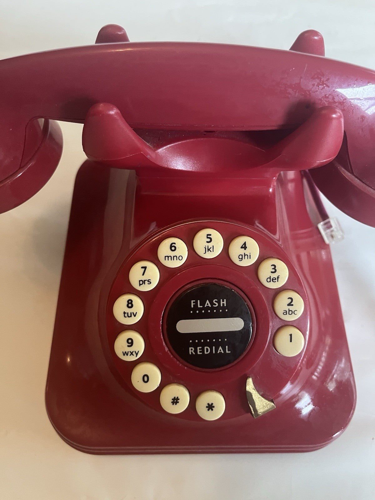 Grand Phone Rotary Retro Art Deco Style Red Push Button Corded Telephone