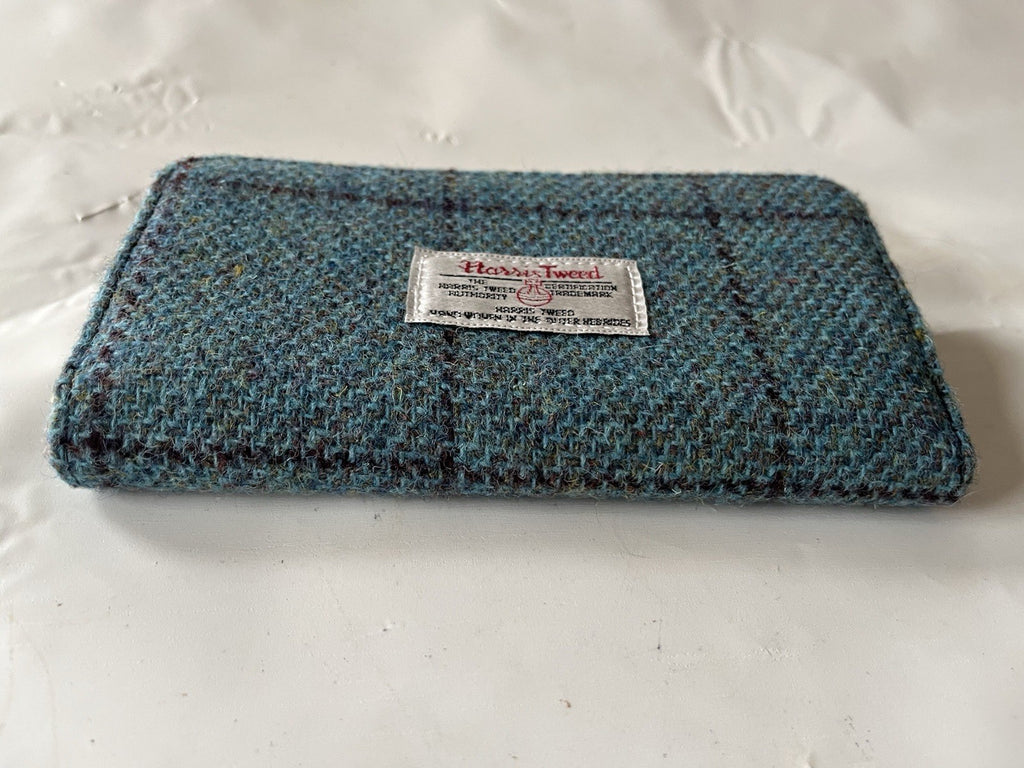 Harris Tweed Womens Blue Plaid Snap Wallet Glen Alpine Of Scotland Tag