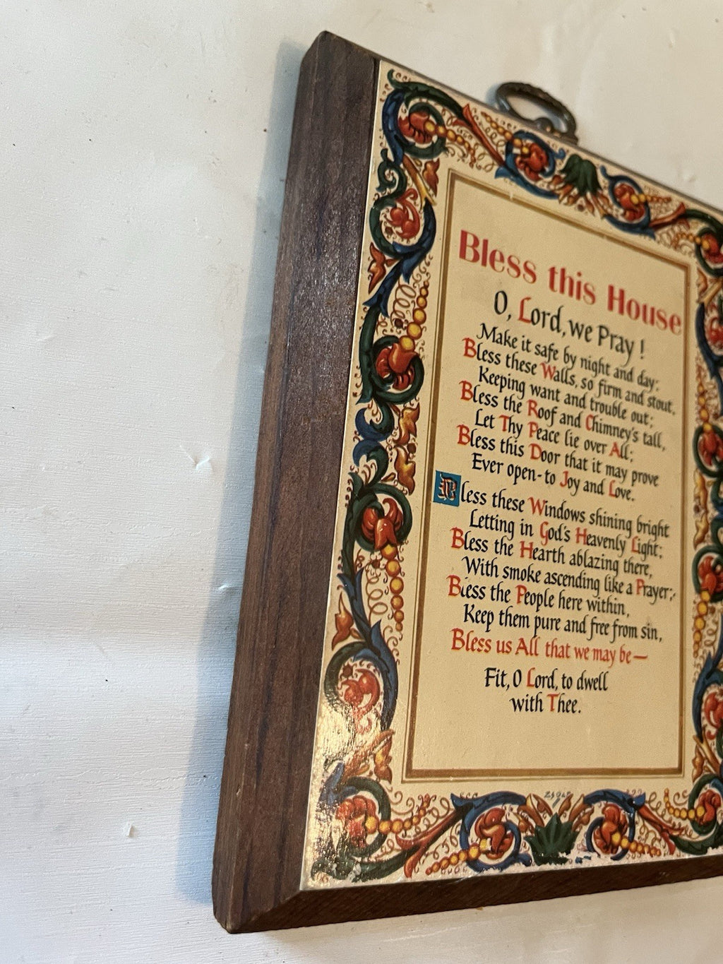Vintage 5x7” “Bless This House” Small Wooden Wall Plaque