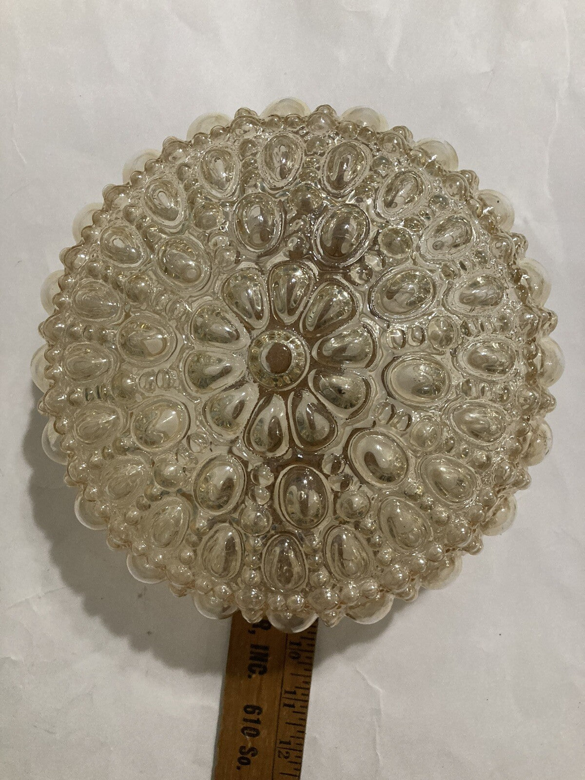 Mid-Century Glass Ornate Ceiling Lamp Cover Rare